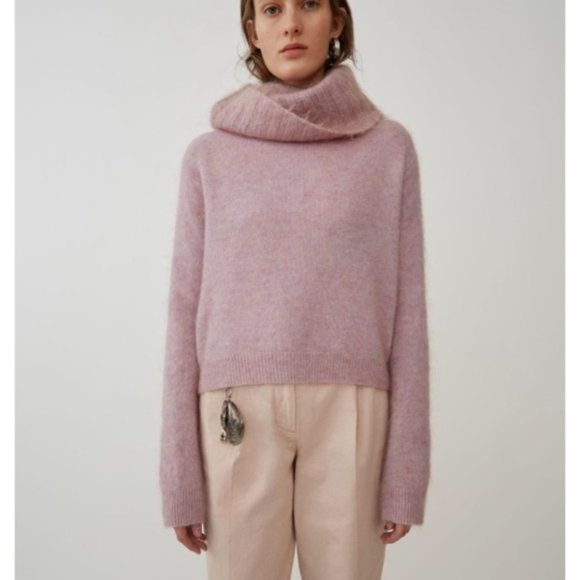 NWT XS Acne Studios Raze Mohair Purple Pink Cowl Turtleneck Sweater - Picture 14 of 16